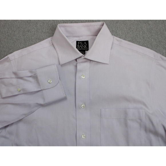 Jos A Bank Shirt Men Size 15.5 - 32 Striped 100% Cotton Long Sleeve Tailored Fit - Picture 1 of 6